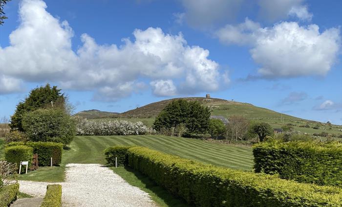 Stunning views from some of our grass pitches - looking onto Snowdonia and Cardigan Bay